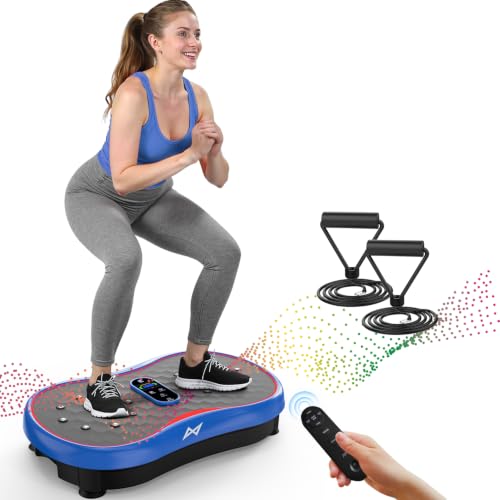 AXV Round Blue Vibration Plate Exercise Machine for Full-Body Workout