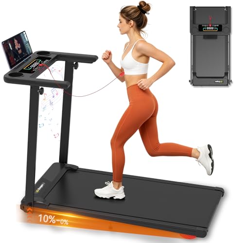 Ecogou Folding Treadmill with Incline & Bluetooth Speakers, 2.5HP Home Fitness