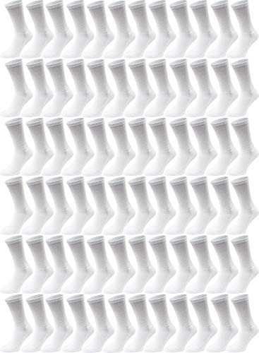 Winterlace Unisex Crew Socks Large White 72 Pairs Moisture-Wicking Cotton
