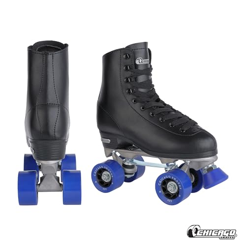 Black Classic Quad Roller Skates for Women & Men - Adjustable High-Top, 60mm PU Wheels