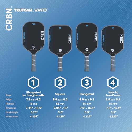 CRBN Pickleball Paddle - TruFoam Waves Elongated Model 14mm Power Control