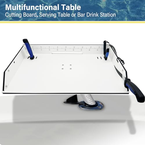 Boat Cutting Board with Fish Ruler and Rod Holder - White-Black-White Variation