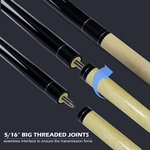 Pool Cue Set of 4 with 13mm Tips and Anti-Skid Grip - Billiard Stick