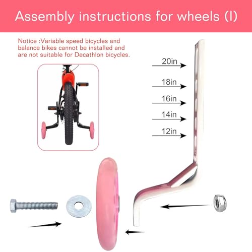 Training Wheels for Bikes 12-20 Inch - Pink Upgrade Edition