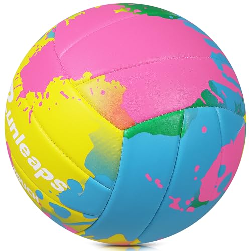 Beach Volleyball Official Size 5 Soft PU Ball - Waterproof Indoor/Outdoor (Pink/Yellow) - Runleaps