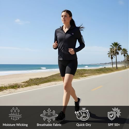 Medium Black Sun Hoodie Women's SPF 50+ UV Rash Guard Sun Shirt