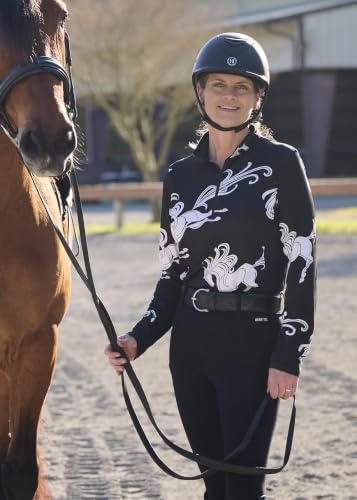 Kerrits Women's In The Zone Coolcore Horse Riding Top - Large Black Horse Whimsy