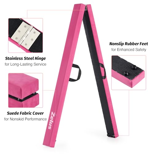 Pink 8 ft Folding Gymnastics Balance Beam for Kids & Adults - Anti-Slip, Portable