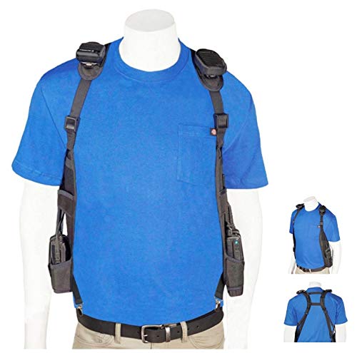 Double Radio Holster with Adjustable Shoulder Harness for Two-Way Radios