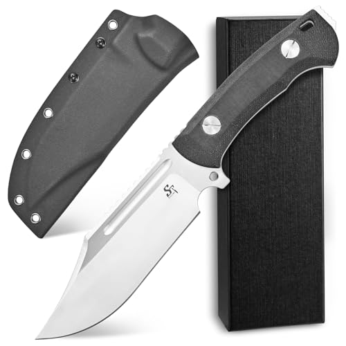 Fixed Blade Knife 8mm Thick N690 Steel Full Tang G10 Handle Camping Bushcraft Silver