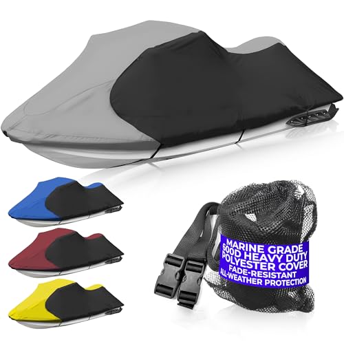 JETPRO Waterproof Gray/Black Jet Ski Cover Fits 126-135 Inches 3 Seater Heavy Duty