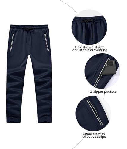 Men's 2-Piece Running Tracksuits Full Zip Athletic Jackets & Pants Dark Blue 4X-Large