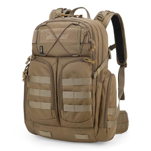 40L Military Tactical Backpack Khaki, Molle Assault Pack for Outdoor Use