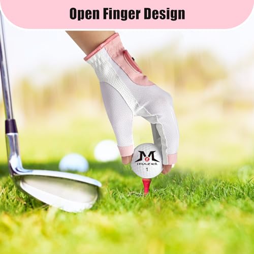 Women's Pink Open-Finger Golf Gloves Small Breathable Sweat-Absorbing Fit