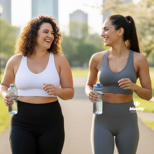 Large Black White Gray 3 Pack High Support Sports Bras for Women, Padded V Neck Seamless Racerback Yoga
