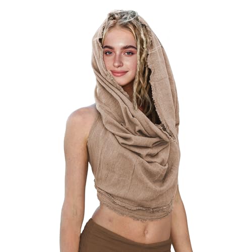 Women's Crop Tank Top Halter Open Back Cross Wrap Swimsuit Cover Beige One Size