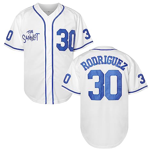 Baseball Jersey Shirt - Benny 'The Jet' Rodriguez #30 Mesh Polyester S-3XL 3X-Large White Blue Variation