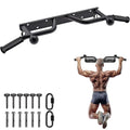 SELEWARE Black Wall Mount Pull Up Bar - Heavy Duty, Multi-Grip, Supports 500 lbs