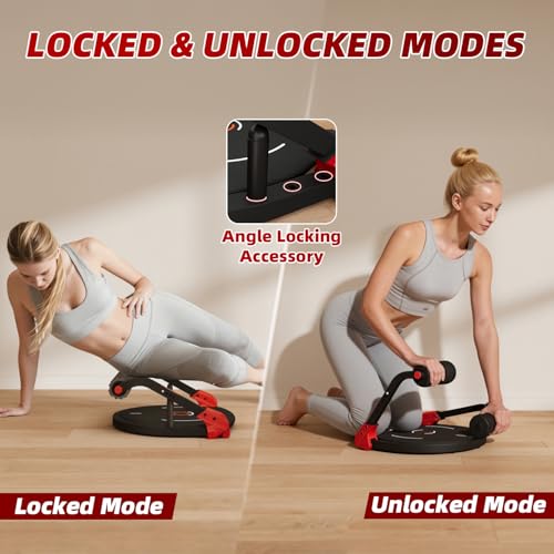 Mdeam Upgraded Ab Machine with Flat Backrest - Red & Black Home Sit-Up Equipment