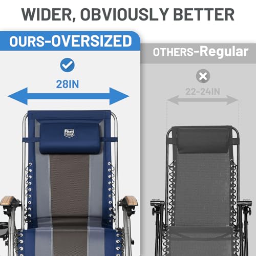 Timber Ridge Blue Oversized Zero Gravity Lounge Chair with Padded Seat & Cup Holder - Foldable Camping & Outdoor Recliner