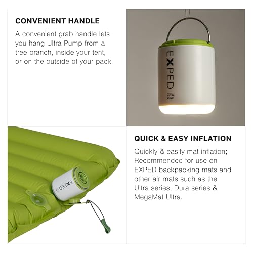 Exped Ultra Sleeping Pad Pump with Lamp — Mini USB-C Air Pump for Inflating Mats