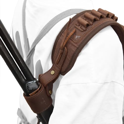 WAYNE'S DOG No Drill Leather Gun Sling with Shell Holder for .357, 30-30, 45-70, 12GA - Variant 357, .30-30, .38, .35 Cal