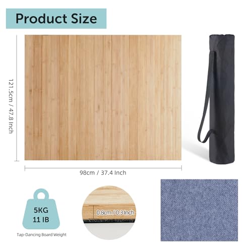 47.8x38.5 Inch Portable Tap Dance Floor with Storage Bag - Professional Studio-Quality Mat for Home & Studio Practice