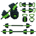 4-in-1 Adjustable Dumbbell Set with Barbell, Kettlebell & Push-Up Stand - 44lbs Fitness Equipment for Home Gym