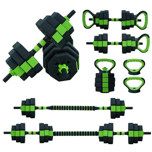 4-in-1 Adjustable Dumbbell Set with Barbell, Kettlebell & Push-Up Stand - 44lbs Fitness Equipment for Home Gym