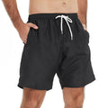 Men's Swim Trunks Quick Dry Swimwear 7 Inch with Mesh Lining - Medium Black