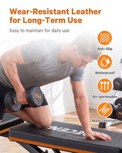 Adjustable Heavy-Duty Workout Bench with 660LBS Capacity, Foldable Multi-Position Gym Bench for Home Strength Training