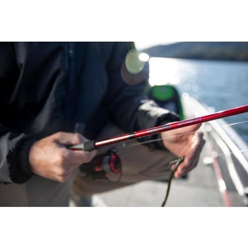 Ugly Stik 7’ Carbon Spinning Rod, One-Piece, 6-12lb Line Rating, Medium Power, Fast Action, 3/16-5/8 oz. Lure Rating, Red/Black