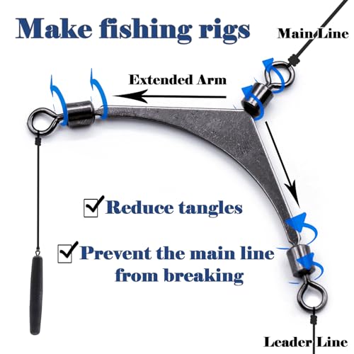FishTrip 3-Way Fishing Swivels Set - 15 Pieces, Stainless Steel Tackle