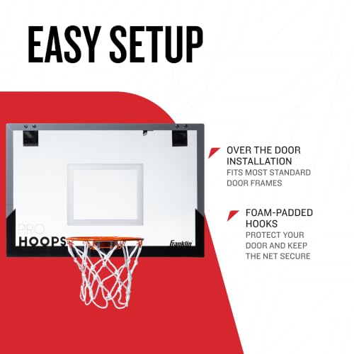 Franklin Sports Pro Hoops Over The Door Mini Basketball Hoop 25" x 17" XL Set