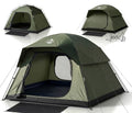 Purebox 4 Person Camping Tent Green with 2 Doors & Rainfly - Extra Spacious