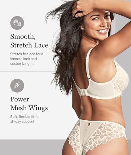 Women’s Allure Full Cup Bra Sheer Lace 40G Black/Latte - Side Sling Support