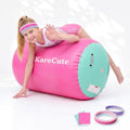 KareCute Mint Green & Pink Inflatable Gymnastics Mat 47.2" x 29.5" - Air Tumbling Track & Barrel Roller for Kids & Training