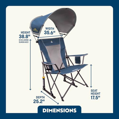 GCI Outdoor Sunshade Rocker Outdoor Folding Chair with Canopy – Neptune Blue