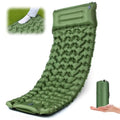 Green 4-Inch Thick Camping Sleeping Pad with Built-in Pillow & Foot Pump