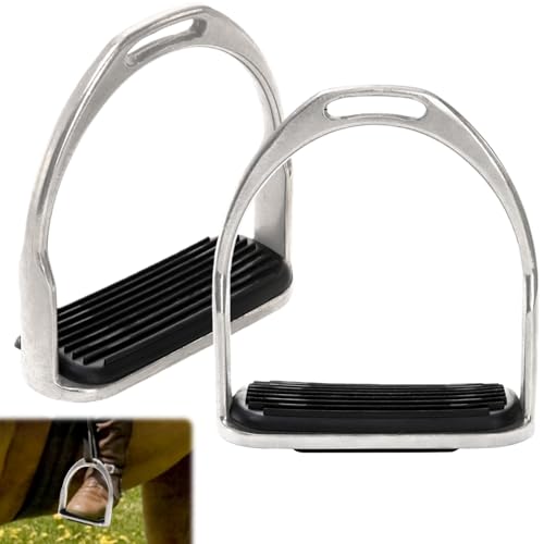 2 Pack Metal Horse Stirrups with Rubber Pads for Trail & Training Riding