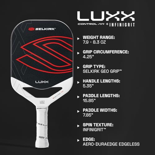 Pickleball Paddle Carbon Fiber LUXX Control Invikta Shape - Black
