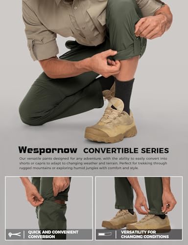 Men's Convertible Hiking Pants 3-in-1 Zip-Off Travel Pants - Large Army Green