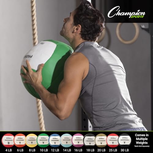 Champion Sports RPX6 Rhino Promax Slam Balls, 6 lb, Soft Shell with Non-Slip Grip, Medicine Wall Exercise Ball for Weightlifting, Plyometrics, Cross Training, & Home Gym Fitness