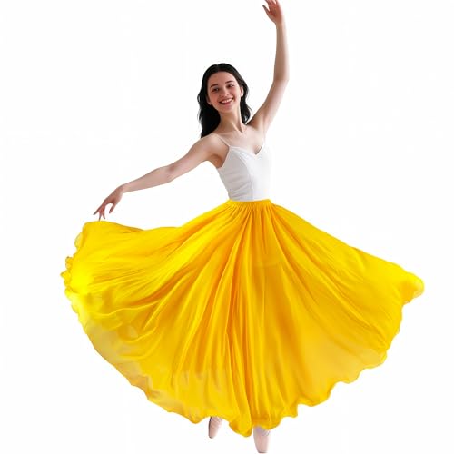 Yellow Belly Dance Skirt for Women, Flowy Long Skirt, Halloween Costume Gift