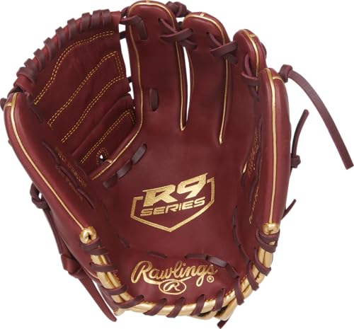 Rawlings R9 Series Baseball Glove 12 Inch Right Hand Sherry Web - Youth & Intermediate