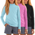 Girls Rash Guard Swimwear Shirt 3 Pack - UV Protection, Quick Dry