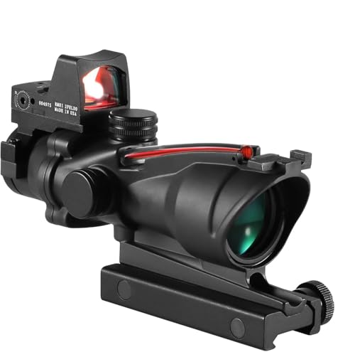 KECPVLI 4x32 Rifle Scope with Red Fiber Optic Sight and Glass-Etched Reticle