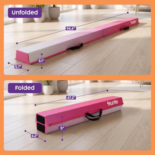 Hurtle Foldable Balance Beam for Kids and Toddlers - Purple 8FT with Carry Bag