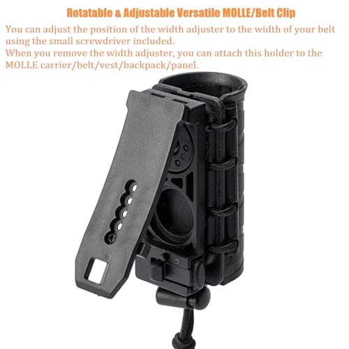 TACNEX Flashlight Holster for Duty Belt 1.2 Inch Diameter Rotatable MOLLE Torch Case