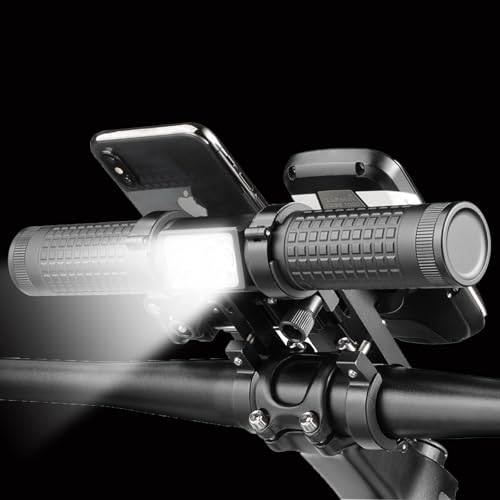 Redcomets 2400 Lumens Bicycle Front Light with USB Rechargeable Power Bank & Phone Mount